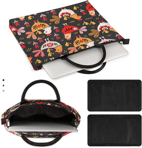 Colorful Chicken Laptop Sleeve Case 13 13.3 14 Inch Laptop Bag with Handle & Pockets Durable Notebook Computer Carrying Case for Men Women Multi-Color & Size Choices in Saudi Arabia