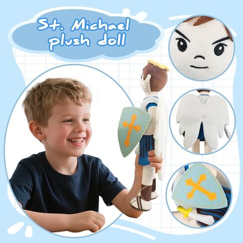 Saint Michael Guardian Angel Plush Doll with Wings, Religious Prayer Figure, First Communion Gift Christmas Easter Decoration Gift for Boys Girls (st Michael) in Saudi Arabia