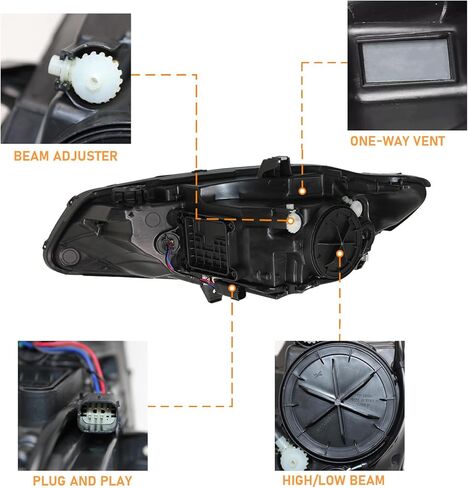 2016 2017 2018 Malibu Headlights RH,Headlight Assembly Compatible with Chevy Malibu 2016-2018 Halogen Headlamp Replacement Right Passenger Side GM2503426 in Saudi Arabia