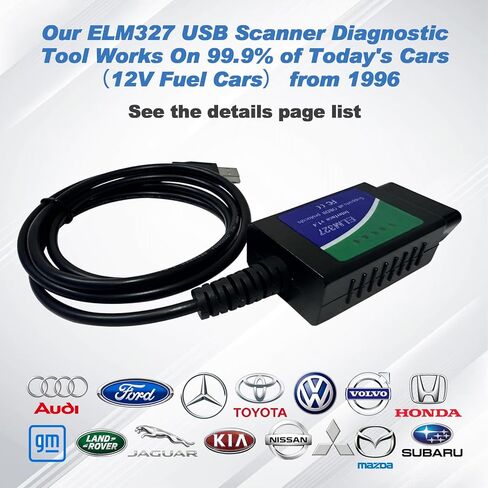 ELM327 OBD2 USB Scan Tool/Code Reader,Elm327 USB Adapter Obd2 Scanner with FT232RL FTDI2480 Chip,ELM 327 OBD Diagnostic Tool Up to 500,000bps Baud Rate Work for Ford and Other 95% of Today's Cars in Saudi Arabia