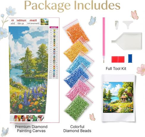 HvasJing Link Diamond Painting Kits for Adults Lake House, 5D Full Drill Diamond Art Kit, Full Round Diamonds 11.8 x 11.8 Inch DIY Diamond Dots Craft, Relaxing Hobby Wall Decor in Saudi Arabia