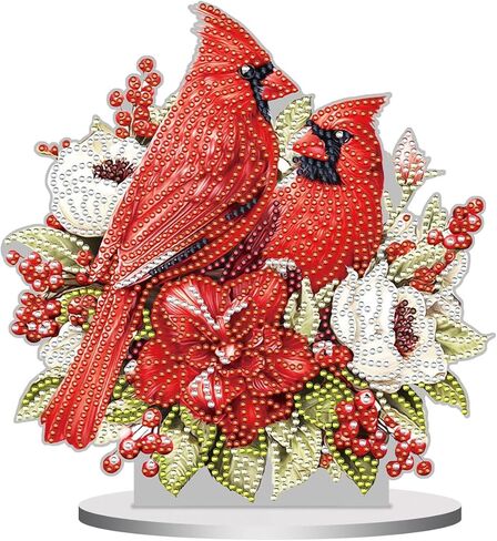 INCOK Cardinal Diamond Art Tabletop Kits - DIY 5D Christian Diamond Art Painting for Adults, Special Shape Round Gem Art Craft Set, Home Wall Decor Christmas Xmas Birthday Gift for Beginners in Saudi Arabia