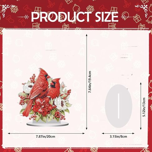 INCOK Cardinal Diamond Art Tabletop Kits - DIY 5D Christian Diamond Art Painting for Adults, Special Shape Round Gem Art Craft Set, Home Wall Decor Christmas Xmas Birthday Gift for Beginners in Saudi Arabia