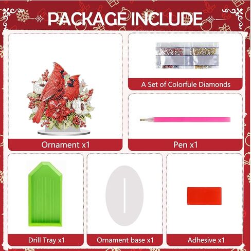 INCOK Cardinal Diamond Art Tabletop Kits - DIY 5D Christian Diamond Art Painting for Adults, Special Shape Round Gem Art Craft Set, Home Wall Decor Christmas Xmas Birthday Gift for Beginners in Saudi Arabia