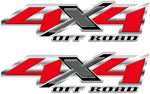2 Pack 4x4 Truck Decal Stickers – Compatible with Ford F150 F250 F350, Chevy Silverado, GMC Sierra Pickup Bedside Vinyl Emblems, Auto Decoration Accessories, Truck Pickup Emblems - Red/Gray/Black in Saudi Arabia