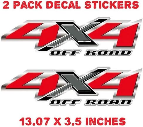 2 Pack 4x4 Truck Decal Stickers – Compatible with Ford F150 F250 F350, Chevy Silverado, GMC Sierra Pickup Bedside Vinyl Emblems, Auto Decoration Accessories, Truck Pickup Emblems - Red/Gray/Black in Saudi Arabia