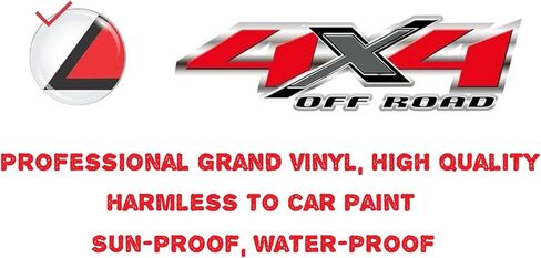 2 Pack 4x4 Truck Decal Stickers – Compatible with Ford F150 F250 F350, Chevy Silverado, GMC Sierra Pickup Bedside Vinyl Emblems, Auto Decoration Accessories, Truck Pickup Emblems - Red/Gray/Black in Saudi Arabia