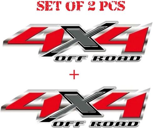 2 Pack 4x4 Truck Decal Stickers – Compatible with Ford F150 F250 F350, Chevy Silverado, GMC Sierra Pickup Bedside Vinyl Emblems, Auto Decoration Accessories, Truck Pickup Emblems - Red/Gray/Black in Saudi Arabia