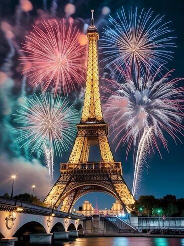5D Diamond Art Kits for Adults - DIY Eiffel Tower Diamond Painting Kits, Full Round Drill - Crystal Embroidery Cross Stitch Craft for Wall Decor Christmas Gifts - 12x16 Inch C21 in Kuwait