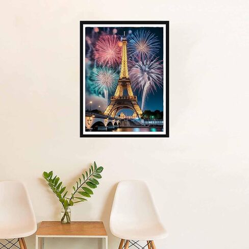 5D Diamond Art Kits for Adults - DIY Eiffel Tower Diamond Painting Kits, Full Round Drill - Crystal Embroidery Cross Stitch Craft for Wall Decor Christmas Gifts - 12x16 Inch C21 in Kuwait