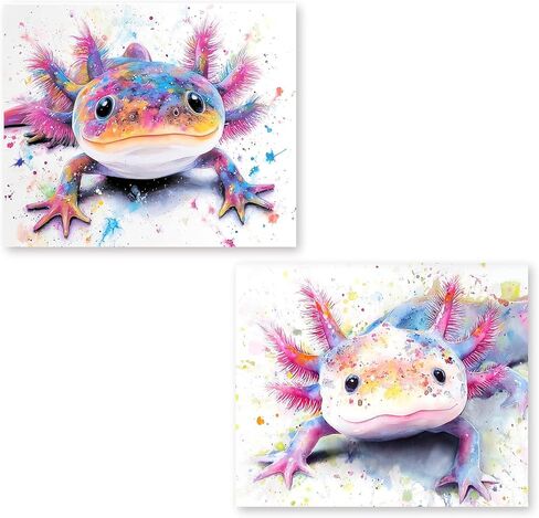 RLTXBUK 2 Pack Axolotl Diamond Art Kits, Watercolor Colorful Axolotl Gem Diamond Painting Art Kits for Adults Kids Beginners, Whimsical Nursery Decor, 9.8x11.8 Inch in Saudi Arabia