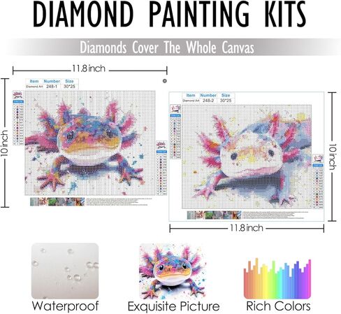 RLTXBUK 2 Pack Axolotl Diamond Art Kits, Watercolor Colorful Axolotl Gem Diamond Painting Art Kits for Adults Kids Beginners, Whimsical Nursery Decor, 9.8x11.8 Inch in Saudi Arabia