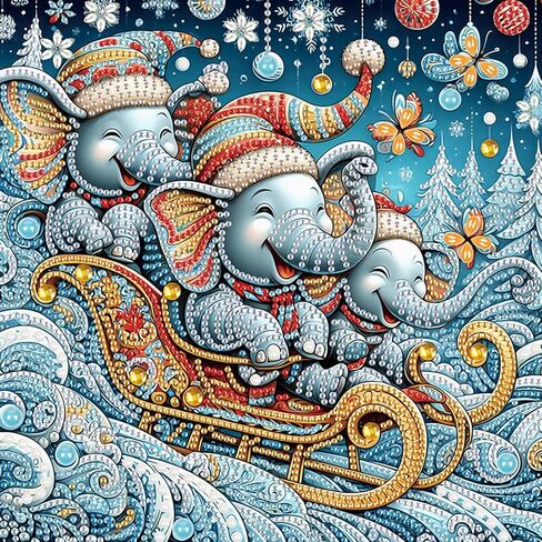 Diamond Painting Kits for Adults Elephant, 5D Special Shape Diamond Art Kits for Beginners, Crystal Rhinestones Painting for Home Wall Decoration, 12×12 Inch in Kuwait