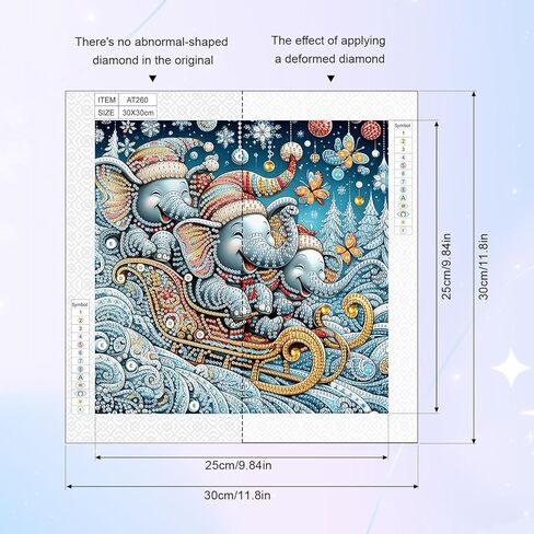 Diamond Painting Kits for Adults Elephant, 5D Special Shape Diamond Art Kits for Beginners, Crystal Rhinestones Painting for Home Wall Decoration, 12×12 Inch in Kuwait