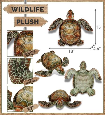 DolliBu Sea Turtle Stuffed Animal - Huggable Turtle Plush, Adorable Playtime Sea Turtle Plush Toy, Cute Sea Life Animal Cuddle Gifts, Super Soft Plush Doll Animal Toy for Kids and Adults - 14 Inches in Kuwait