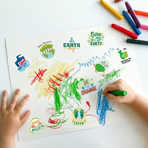 WorldBazaar Earth Day Stickers 500 Pcs Save the Earth Stickers for Kids Water Bottle Envelopes Classroom Decoration Recycle Environmental Protection Labels in Kuwait