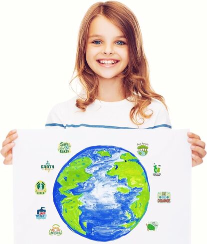 WorldBazaar Earth Day Stickers 500 Pcs Save the Earth Stickers for Kids Water Bottle Envelopes Classroom Decoration Recycle Environmental Protection Labels in Kuwait