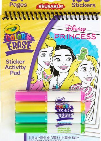 Crayola Disney Princess Sticker Activity Pad, 12 Princess Coloring Pages, 100+ Stickers, Travel Activity, Princess Toys, Toddler Gifts in Kuwait