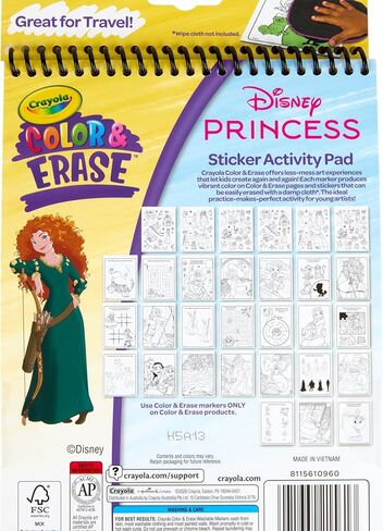 Crayola Disney Princess Sticker Activity Pad, 12 Princess Coloring Pages, 100+ Stickers, Travel Activity, Princess Toys, Toddler Gifts in Kuwait