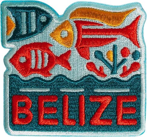 Vagabond Heart Belize Iron On Patch - Jackets Backpacks Clothing - Travel Souvenir Badge - Embroidered Coral Reef Sew On or Iron On Applique for Jeans Hats Bags - Gift for Travelers - 2.75 x 2.75 inch in Kuwait