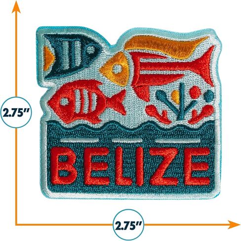 Vagabond Heart Belize Iron On Patch - Jackets Backpacks Clothing - Travel Souvenir Badge - Embroidered Coral Reef Sew On or Iron On Applique for Jeans Hats Bags - Gift for Travelers - 2.75 x 2.75 inch in Kuwait