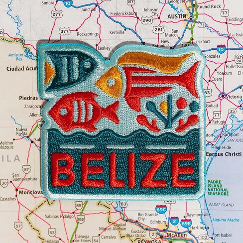 Vagabond Heart Belize Iron On Patch - Jackets Backpacks Clothing - Travel Souvenir Badge - Embroidered Coral Reef Sew On or Iron On Applique for Jeans Hats Bags - Gift for Travelers - 2.75 x 2.75 inch in Kuwait