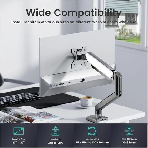 Monitor arm mounting Bracket Single, Flexible Adjustment 180° Rotation 360° Rotating Support Monitor(Black) in Saudi Arabia
