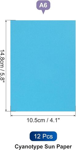 MECCANIXITY Cyanotype Paper, 12 Sheet Sun Print Paper Kit High Sensitive Blue Crafts for Adults DIY Project Art, 5.8x4.1 Inch (A6) in Kuwait
