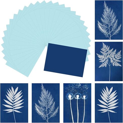 MECCANIXITY Cyanotype Paper, 12 Sheet Sun Print Paper Kit High Sensitive Blue Crafts for Adults DIY Project Art, 5.8x4.1 Inch (A6) in Kuwait