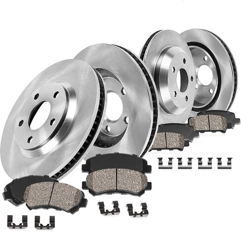 Callahan Brake Parts Front and Rear Brake Kit For Volkswagen Jetta 2005-2010, Volkswagen Rabbit 2006-2009 [Model Specific] Replacement Brake Rotors with Ceramic Brake Pads in Kuwait