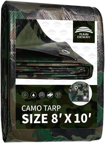 RAINDEWAY Camo Tarp - 10x12 Feet, 7 Mil Thickness, Waterproof for Outdoor Camping, Hunting, Backpacking, Canopy, Boat, Motorcycle, Roof, Wood, RV in Saudi Arabia
