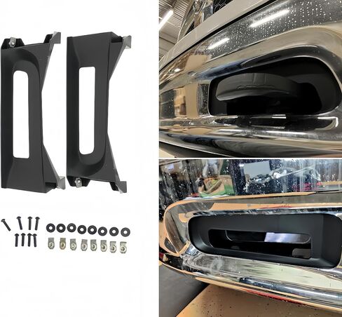 POETRYXIAO Front Driver Passenger Tow Hooks Bezel Bracket for 2013-2018 Dodge Ram 1500,Left & Right Tow Hook Bezel Set for Dodge Ram Accessories (Black) in Saudi Arabia
