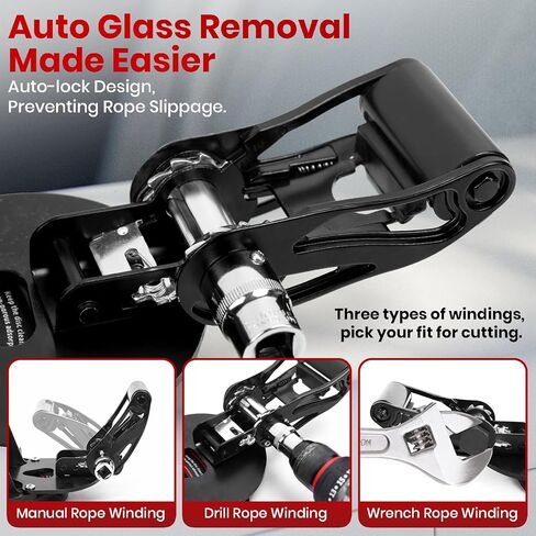 Auto Windshield Removal Tool Kit with Dual Cutting Locking Function, Effective Auto Glass Removal Tools Include Toolbox, Glass Cutter & T-Shaped Threading Tool for Cars, Trucks & SUVs, No Cutting Wire in Saudi Arabia