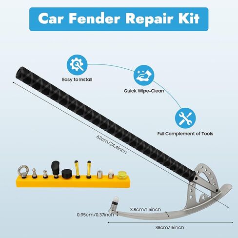 Car Fender Damage Repair Tools, Angle Adjustable, Stainless Steel Auto Car Dent Removal Fender Repair Kit with Storage Bag, M8 Thread in Saudi Arabia