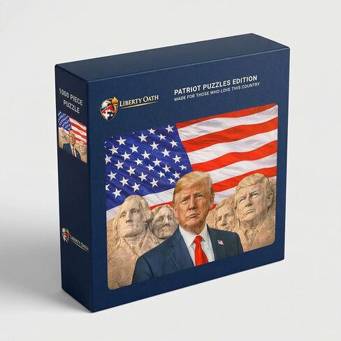 Donald Trump Mount Rushmore Patriotic Jigsaw Puzzle 1000 Piece – American Flag Collector Gift for Him, Dad, Republicans & History Fans, 27.5 x 19.7 in in Kuwait
