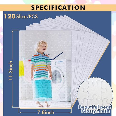 Koala Sublimation Blank Puzzle 120 Pieces of Each Set, 10 Sets Heat Transfer Printing White Puzzle for Customize Unique Puzzle Gift in Kuwait