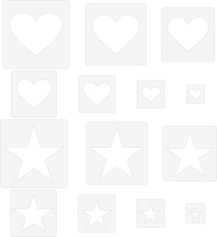 14Pcs Large Star Stencil Heart Stencil Set, Reusable Plastic Templates in Different Sizes, 5 Point Stencils for Painting, Spray, Fabric, Wall, Paper, Crafts, DIY Home Decoration in Saudi Arabia