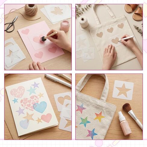 14Pcs Large Star Stencil Heart Stencil Set, Reusable Plastic Templates in Different Sizes, 5 Point Stencils for Painting, Spray, Fabric, Wall, Paper, Crafts, DIY Home Decoration in Saudi Arabia