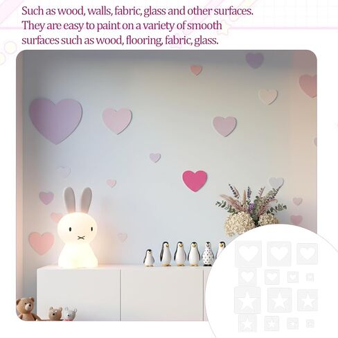 14Pcs Large Star Stencil Heart Stencil Set, Reusable Plastic Templates in Different Sizes, 5 Point Stencils for Painting, Spray, Fabric, Wall, Paper, Crafts, DIY Home Decoration in Saudi Arabia