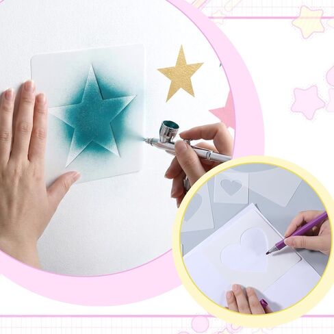 14Pcs Large Star Stencil Heart Stencil Set, Reusable Plastic Templates in Different Sizes, 5 Point Stencils for Painting, Spray, Fabric, Wall, Paper, Crafts, DIY Home Decoration in Saudi Arabia
