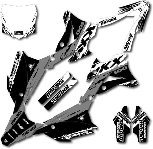Gray & White Slick Racing Graphics Kit fits Kawasaki Kx100 14-21 Plates Kx 100 in Saudi Arabia