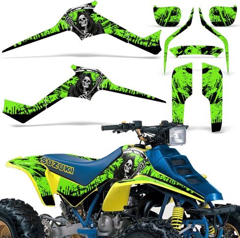 ATV Graphics kit Sticker Decal Compatible with Suzuki LT-250R QuadRacer - Reaper V2 Green in Saudi Arabia
