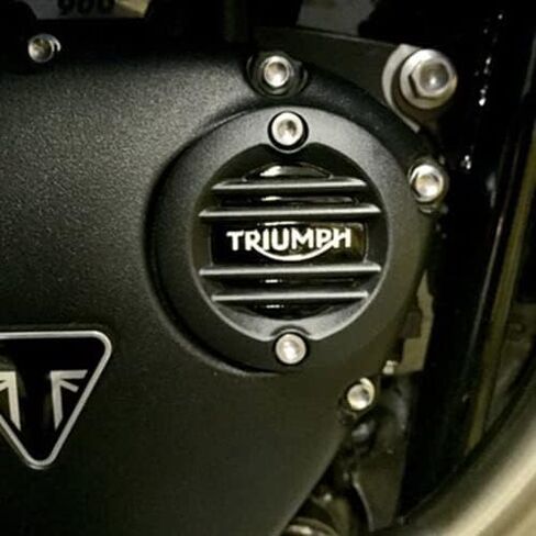 Brushed Ribbed Alternator Cover Badge Emblem Compatible for Triumph Bonneville T120 Bobber Speedmaster Thruxton 1200 R Street Twin Cup Scrambler Speed Twin Scrambler 1200 XC XE ACG A9610261 Black in Saudi Arabia