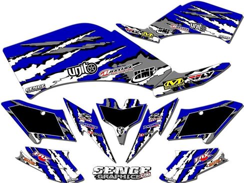 All Years Raptor 90 Shredder Blue Senge Graphics Kit Compatible with Yamaha in Saudi Arabia