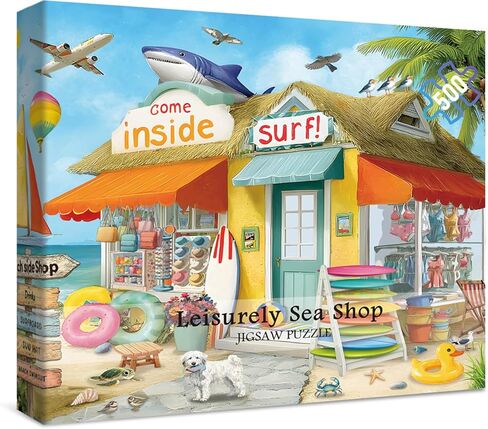 Funny Beach Surf Shop Puzzles for Adults 500 Pieces. Summer Seaside Landscape Jigsaw Puzzles. Challenging Nature, Ocean,Animal Art Puzzles in Saudi Arabia