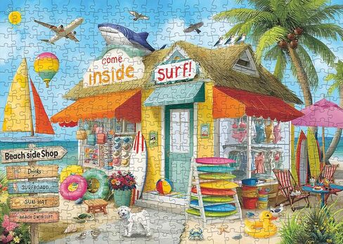 Funny Beach Surf Shop Puzzles for Adults 500 Pieces. Summer Seaside Landscape Jigsaw Puzzles. Challenging Nature, Ocean,Animal Art Puzzles in Saudi Arabia