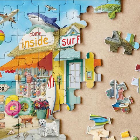 Funny Beach Surf Shop Puzzles for Adults 500 Pieces. Summer Seaside Landscape Jigsaw Puzzles. Challenging Nature, Ocean,Animal Art Puzzles in Saudi Arabia