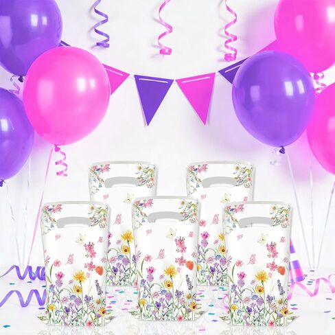 OUAOCZH 50Pcs Wildflower Party Treat Bags, Floral Party Candy Plastic Bags with Handles for Bridal Shower Wedding Party Favors in Saudi Arabia
