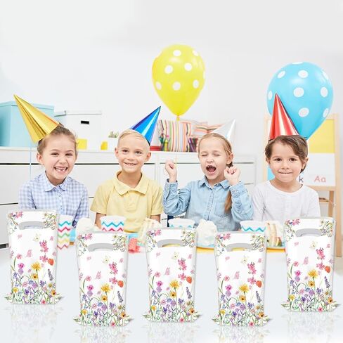 OUAOCZH 50Pcs Wildflower Party Treat Bags, Floral Party Candy Plastic Bags with Handles for Bridal Shower Wedding Party Favors in Saudi Arabia