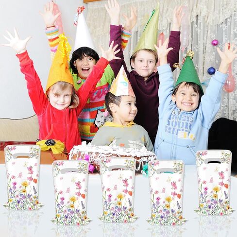 OUAOCZH 50Pcs Wildflower Party Treat Bags, Floral Party Candy Plastic Bags with Handles for Bridal Shower Wedding Party Favors in Saudi Arabia